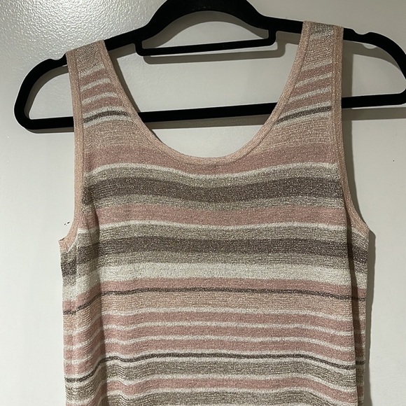 Chico's Striped Glitter Tank Top Medium - Picture 6 of 8